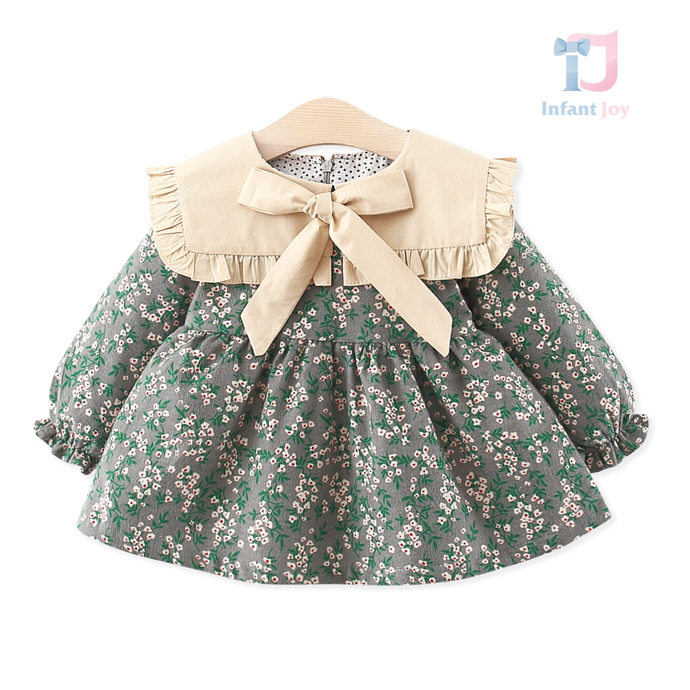 Rochie cu guler extravagant, fundă 3D și imprimeu floral Wildflower