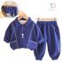 Set de 2 piese din sweatshirt cu guler clasic, broderie și pantaloni Blue Champ
