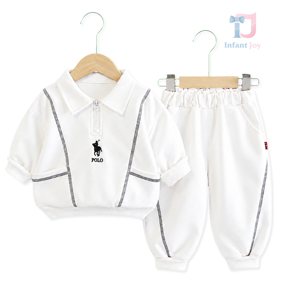 Set cu Hanorac cu Guler Clasic, Broderie și Pantaloni White Champ – 2 piese