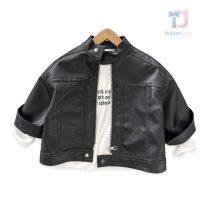 Jachetă din piele ecologică cu guler înalt și design minimalist Rockstar