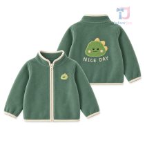 Hanorac din fleece cu guler înalt și aplicație cu dinozaur Nice Day Dino