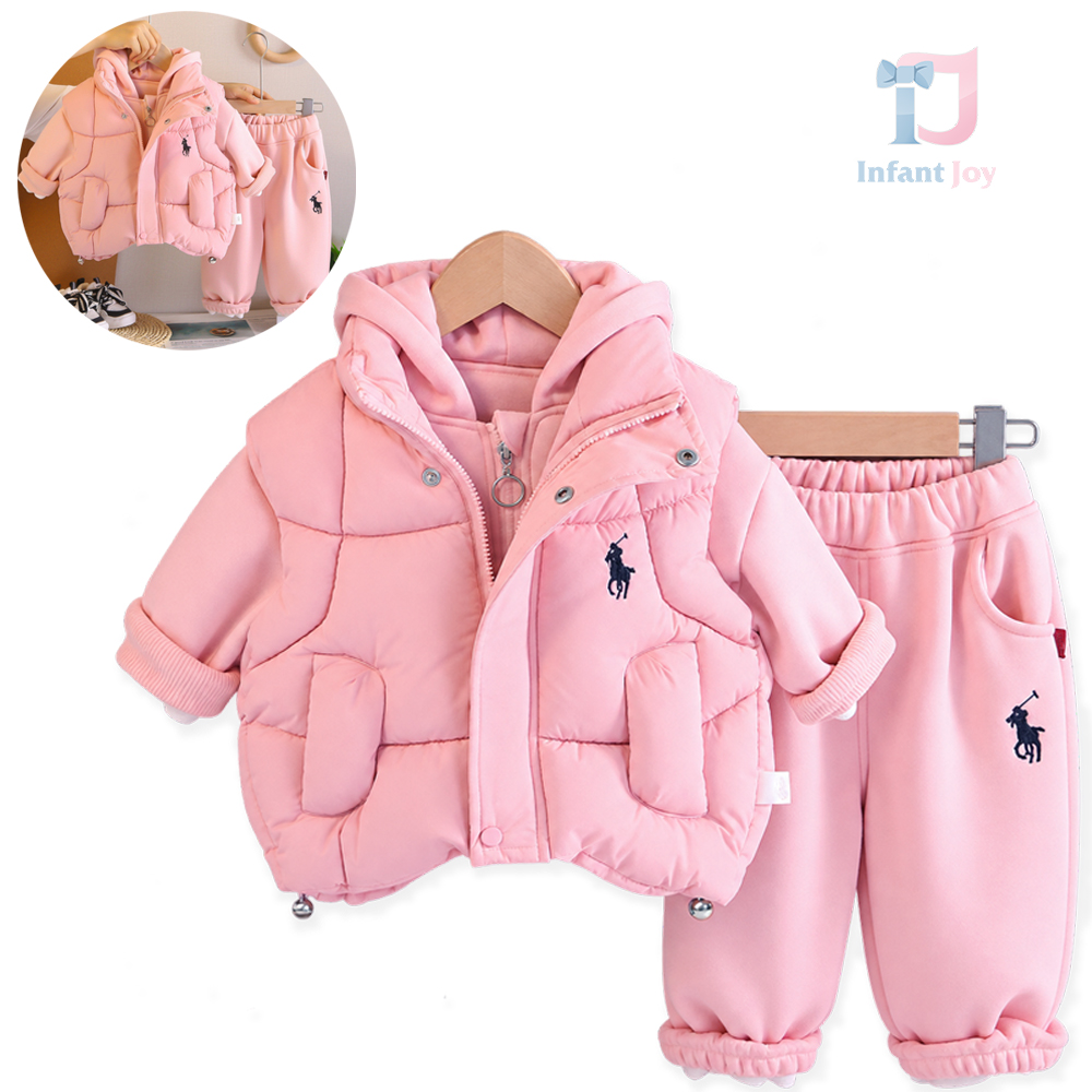 Set de 3 piese cu vestă matlasată, hanorac cu glugă și pantaloni sport Polo Pop