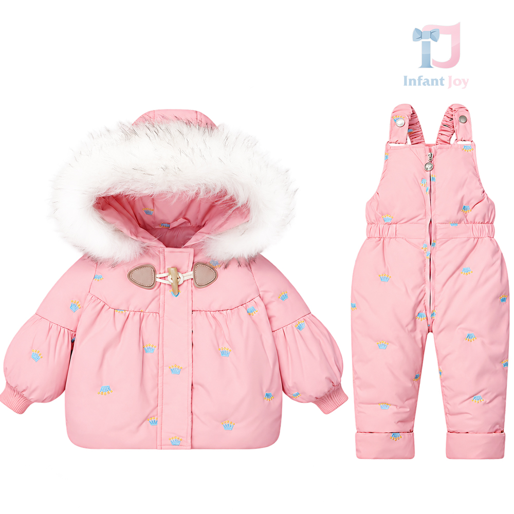 Set de 2 piese premium impermeabil pentru schi, format din salopetă și jachetă cu glugă și blană naturală Royal Snow Pink