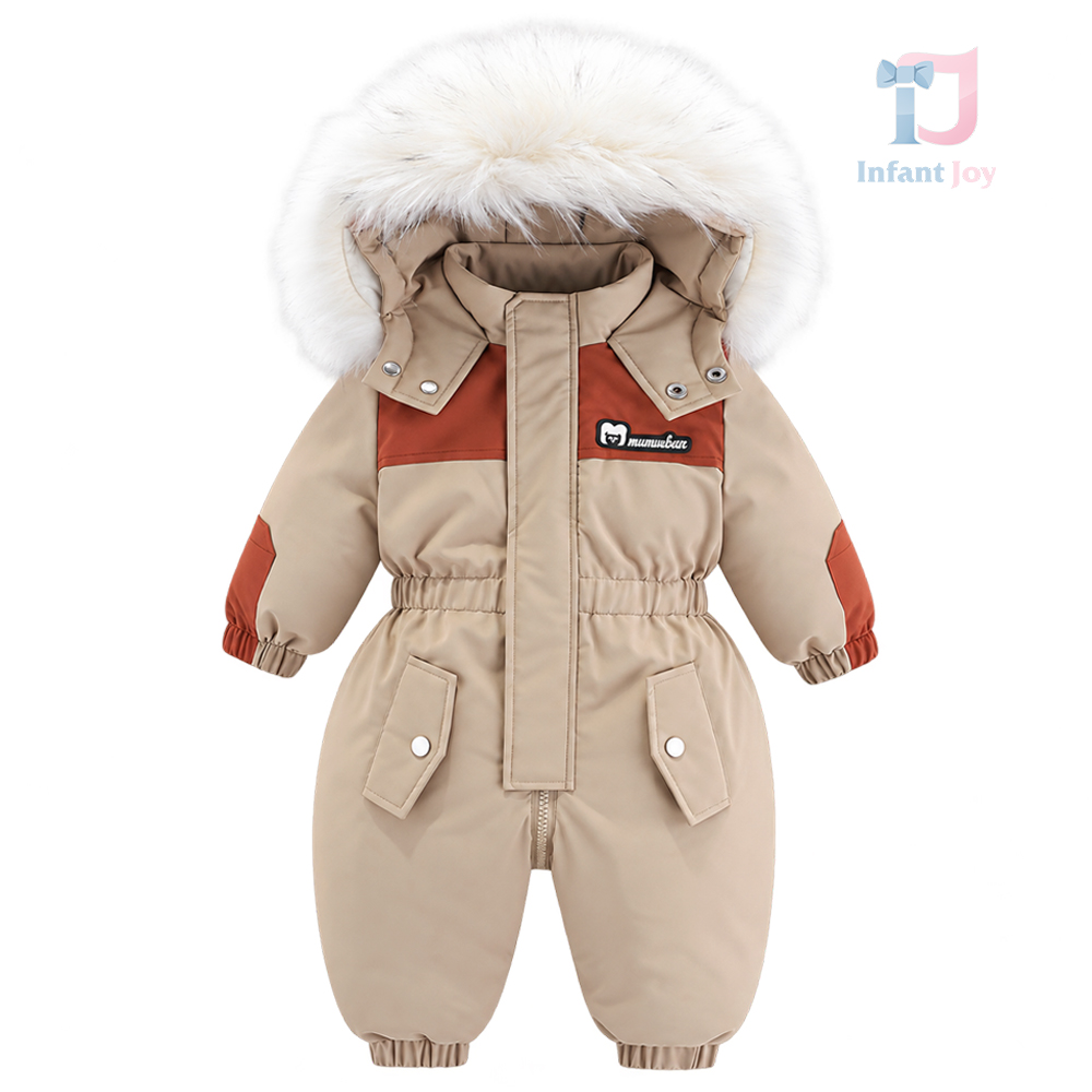 Costum impermeabil pentru eschimoși/schi, cu glugă și blană bogată Winter Ridge Beige