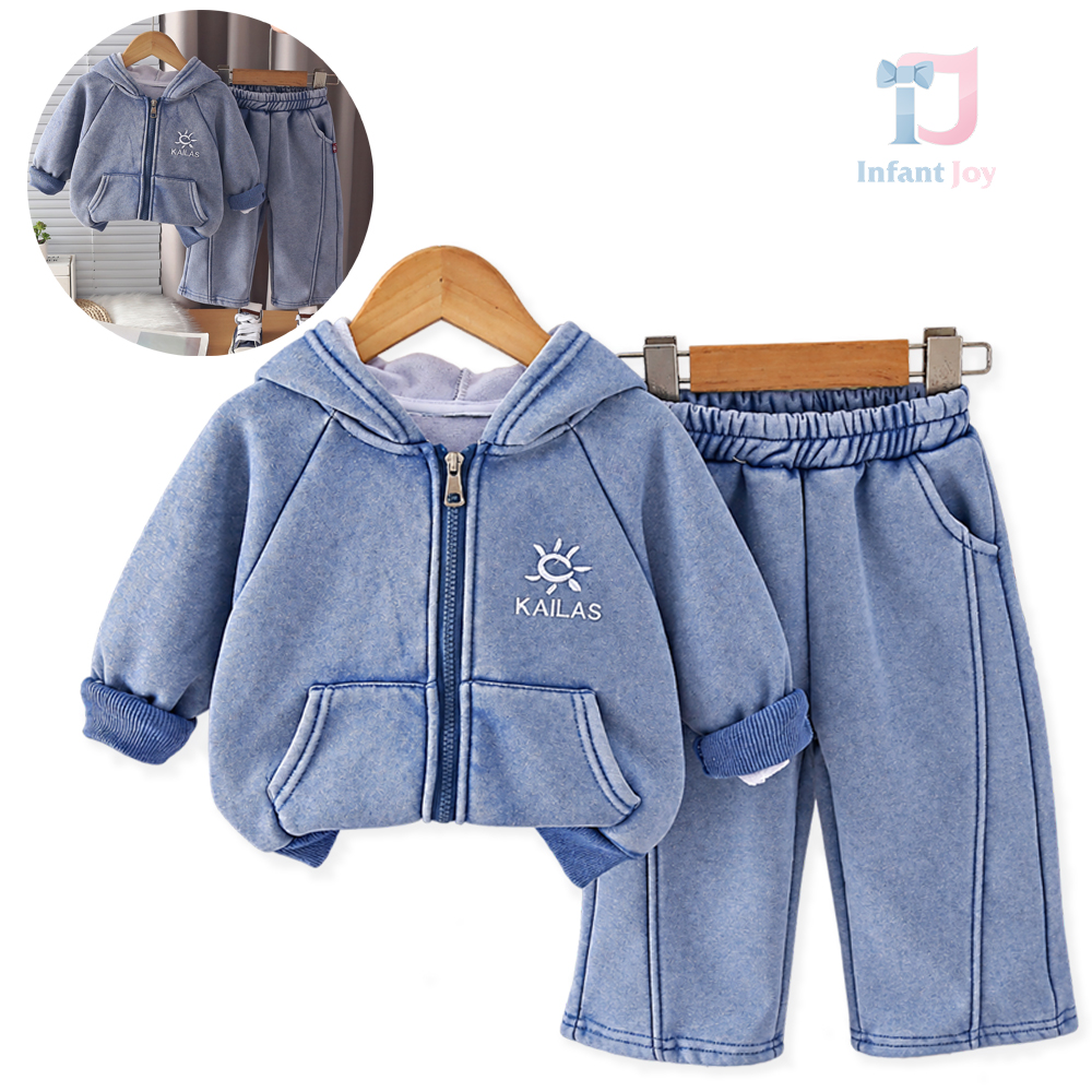 Set de 2 piese cu hanorac cu glugă, emblemă brodată și pantaloni largi Sun Crew
