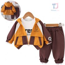 Set de 3 piese din fâș, cu hanorac cu glugă, bluză imprimată și pantaloni Number Three