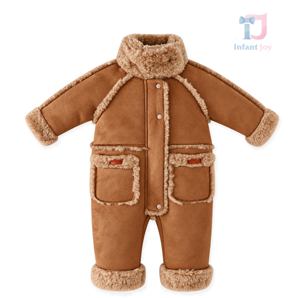 Salopetă călduroasă din velur ecologic cu guler înalt și puf Winter Scout