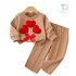 Set de 2 piese cu bluză/sweatshirt cu inimioare în relief, fundă 3D și pantaloni Love Pop